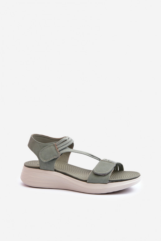Bequeme Sandalen mit Klebeverschlüssen in der Farbe Grün von Eladora