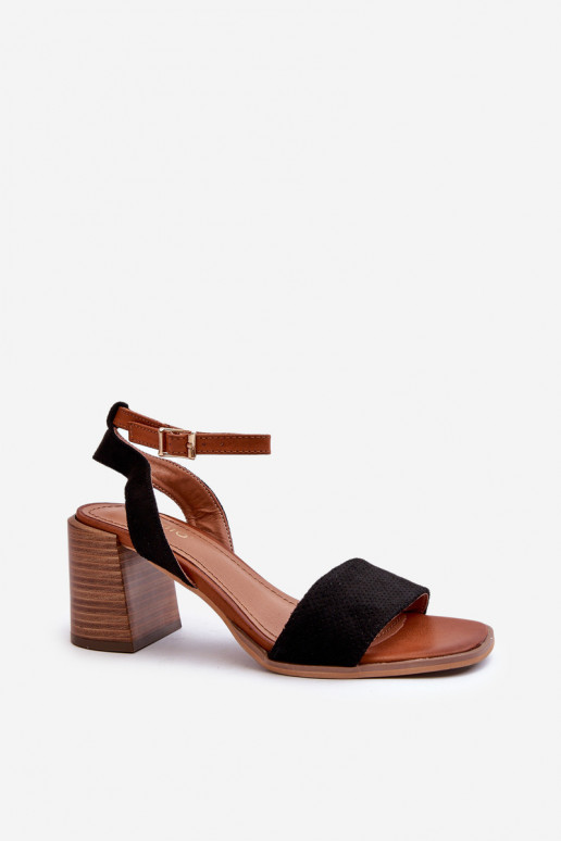 Damen-Sandalen mit hohen Absätzen aus Eco-Wildleder Black Ronvia
