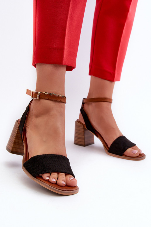 Damen-Sandalen mit hohen Absätzen aus Eco-Wildleder Black Ronvia Damen-Sandalen mit hohen Absätzen aus Eco-Wildleder Black Ronvia