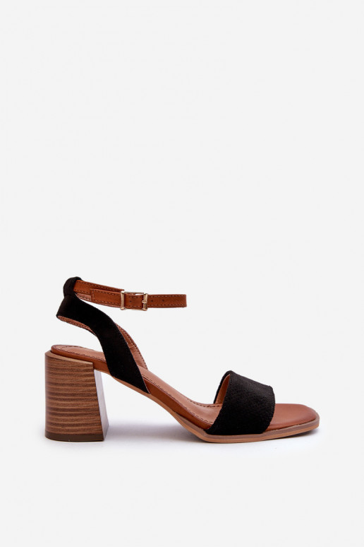 Damen-Sandalen mit hohen Absätzen aus Eco-Wildleder Black Ronvia