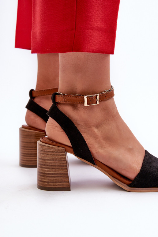 Damen-Sandalen mit hohen Absätzen aus Eco-Wildleder Black Ronvia Damen-Sandalen mit hohen Absätzen aus Eco-Wildleder Black Ronvia