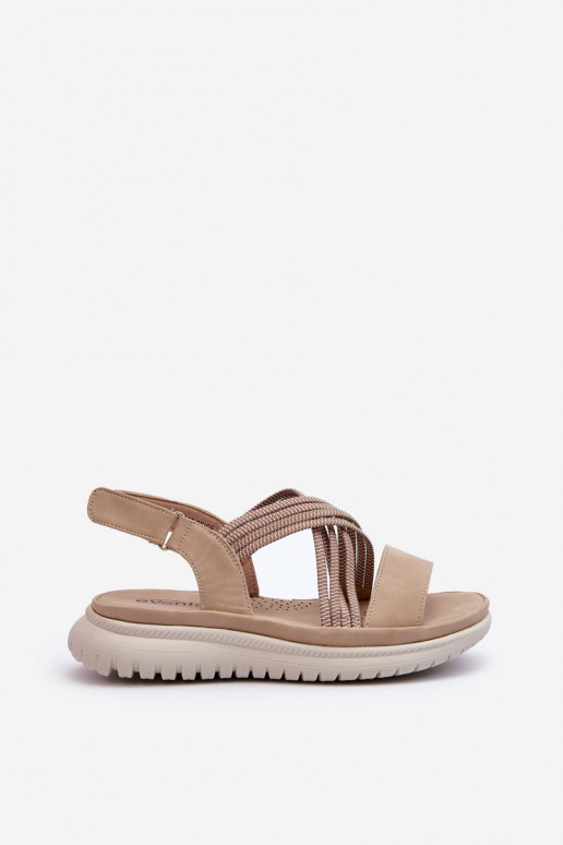 Bequeme Sandalen mit Klebeverschlüssen in der Farbe Beige von Ceclea
