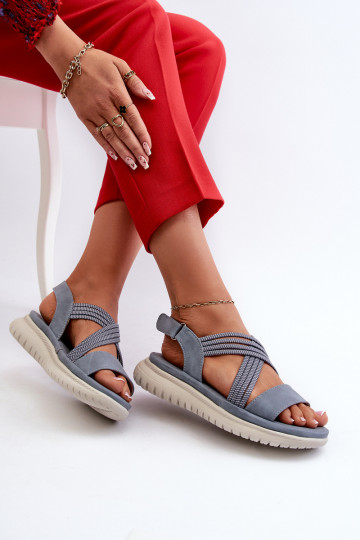 Bequeme Sandalen mit Klebeverschlüssen in der Farbe Blau von Ceclea 2
