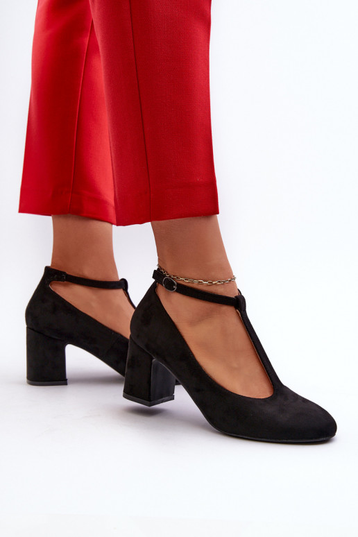 Schwarze Raniyah-Pumps aus Öko-Wildleder mit Absatz