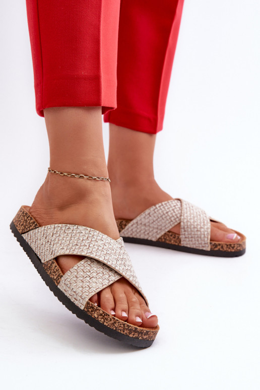 Damen-Flip-Flops mit beigem Plateau Tesolen