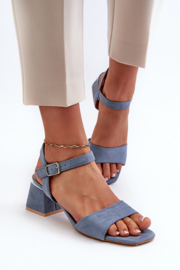 Damensandalen aus Bio-Wildleder, blaue Leisha-Farbe