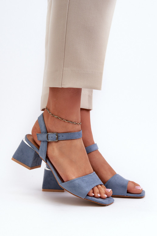 Damensandalen aus Bio-Wildleder, blaue Leisha-Farbe