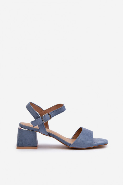 Damensandalen aus Bio-Wildleder, blaue Leisha-Farbe