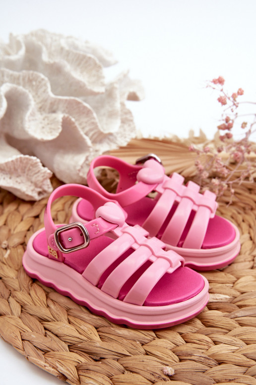 Kindersandalen mit Klebeverschlüssen NN385018 rosa Farbe