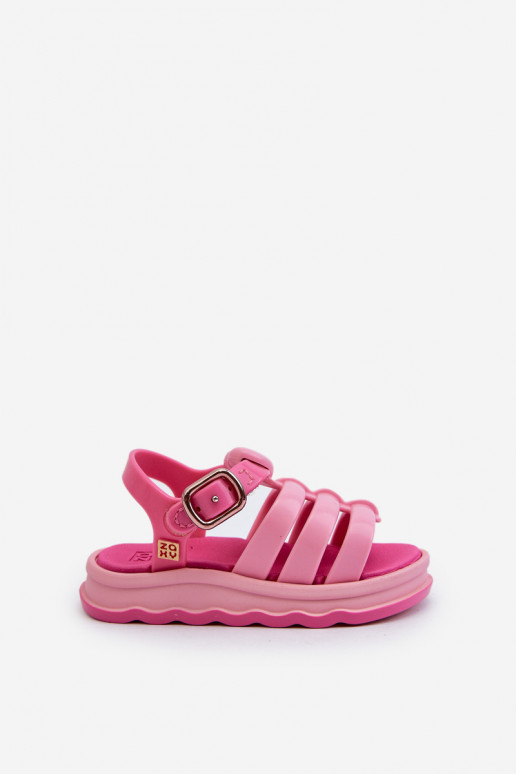 Kindersandalen mit Klebeverschlüssen NN385018 rosa Farbe