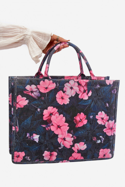Handtasche mit Blumen Schwarz und Rosa Mooch