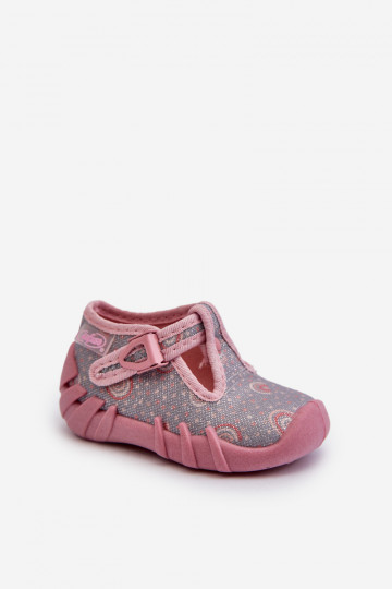 Bequeme Hausschuhe für Kinder BEFADO 110N490 grau-rosa Farbe