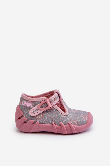 Bequeme Hausschuhe für Kinder BEFADO 110N490 grau-rosa Farbe 2
