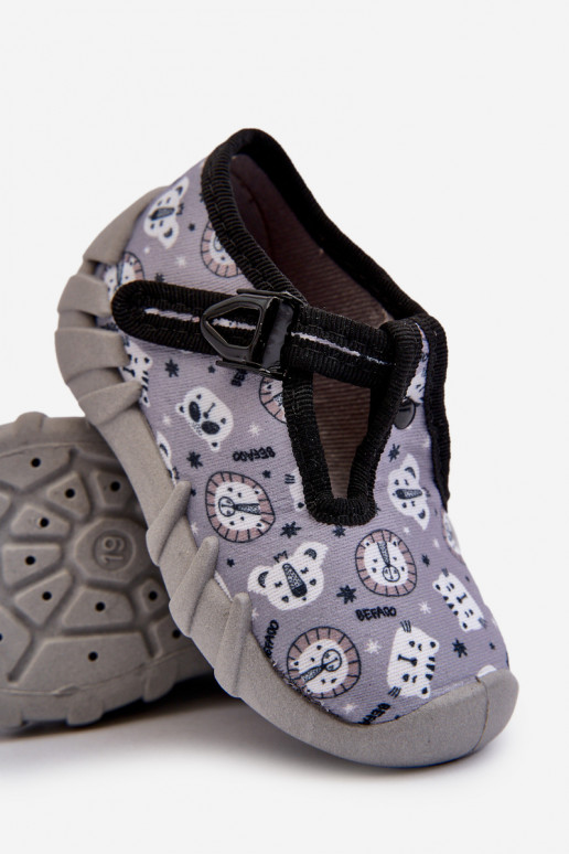 Bequeme Hausschuhe für Kinder BEFADO 110N488 graue Farbe Bequeme Hausschuhe für Kinder BEFADO 110N488 graue Farbe