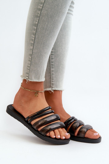 Flache Gummipantoffeln für Damen 26727 Ipanema Puffer Tiras Fem schwarze Farbe 2