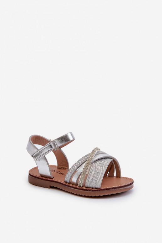 mit Glanz Kindersandalen mit Klebeverschlüssen, silberfarben Delphina