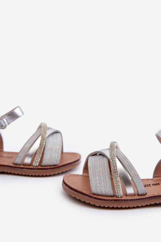 mit Glanz Kindersandalen mit Klebeverschlüssen, silberfarben Delphina