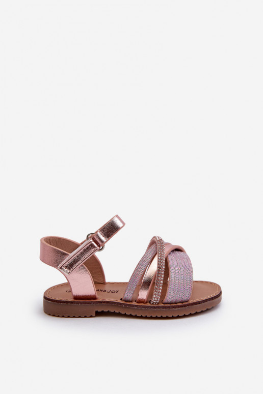 mit Glanz Kindersandalen mit Klebeverschlüssen rosa Delphina mit Glanz Kindersandalen mit Klebeverschlüssen rosa Delphina