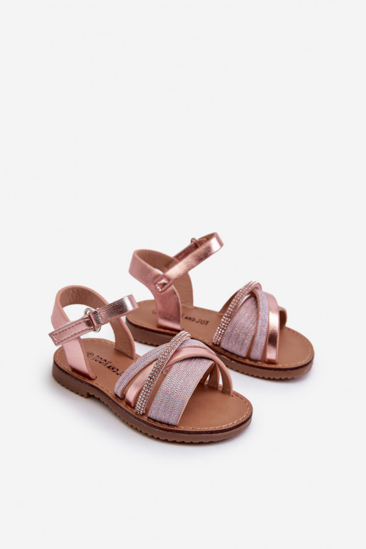 mit Glanz Kindersandalen mit Klebeverschlüssen rosa Delphina