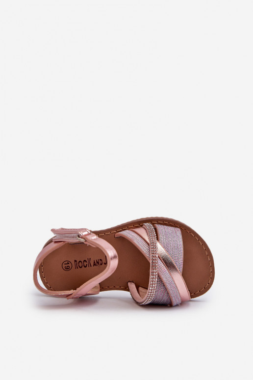 mit Glanz Kindersandalen mit Klebeverschlüssen rosa Delphina