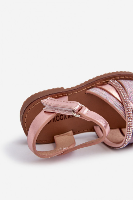 mit Glanz Kindersandalen mit Klebeverschlüssen rosa Delphina
