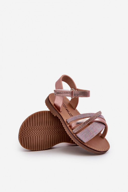 mit Glanz Kindersandalen mit Klebeverschlüssen rosa Delphina