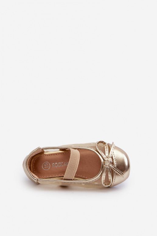 Ballerinas für Kinder mit Bändern in goldener Farbe von Jellema
