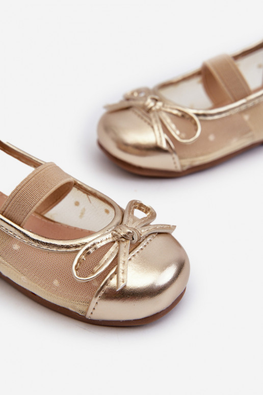 Ballerinas für Kinder mit Bändern in goldener Farbe von Jellema
