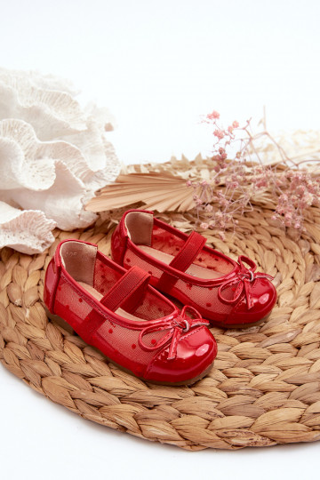 Ballerinas für Kinder mit Bändern in roter Farbe Jellema