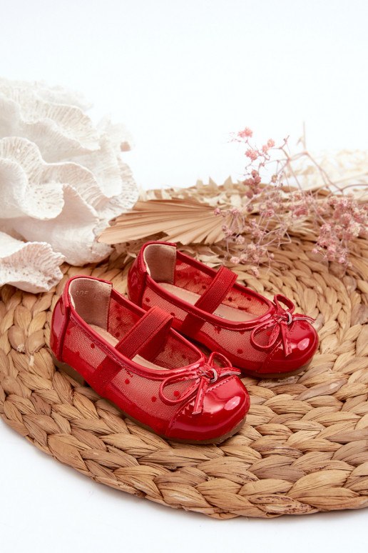 Ballerinas für Kinder mit Bändern in roter Farbe Jellema
