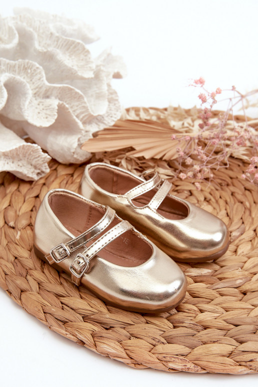 Ballerinas für Kinder mit Trägern, goldfarben Margenis