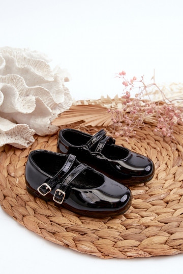 mit Lackeffekt-Ballerinas Kinder mit Trägern schwarz Margenis