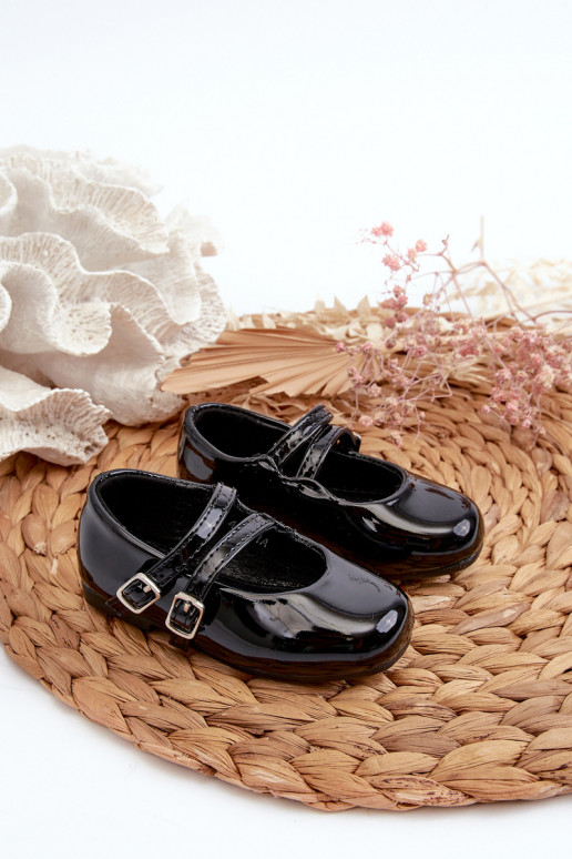 mit Lackeffekt-Ballerinas Kinder mit Trägern schwarz Margenis