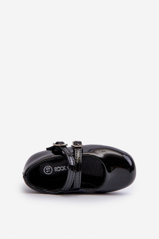 mit Lackeffekt-Ballerinas Kinder mit Trägern schwarz Margenis mit Lackeffekt-Ballerinas Kinder mit Trägern schwarz Margenis