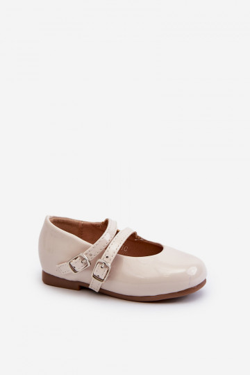 mit Lackeffekt-Ballerinas Kinder mit Trägern beige Margenis 2