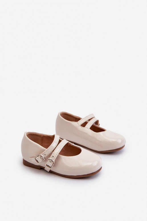 mit Lackeffekt-Ballerinas Kinder mit Trägern beige Margenis