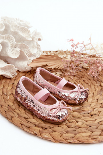 Ballerinas für Kinder Ozdobione Pekinami rosa Farbe Weries