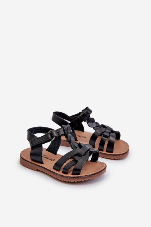 Kindersandalen mit Klebeverschlüssen in der Farbe Schwarz Marimona