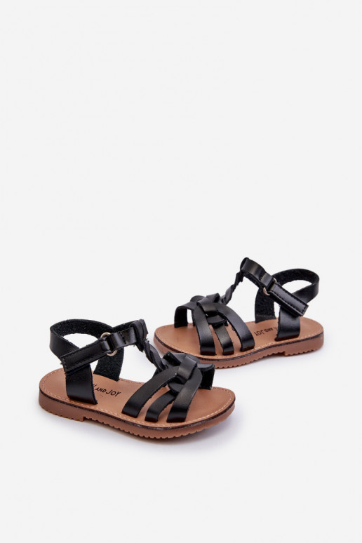 Kindersandalen mit Klebeverschlüssen in der Farbe Schwarz Marimona