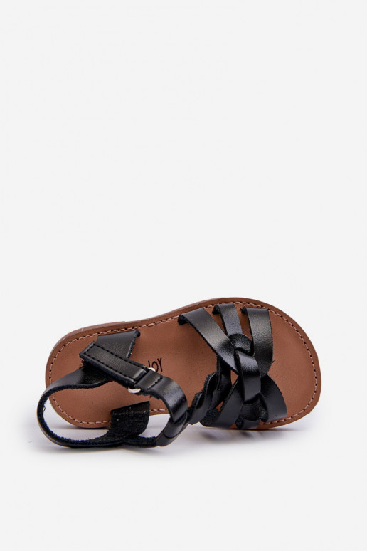 Kindersandalen mit Klebeverschlüssen in der Farbe Schwarz Marimona