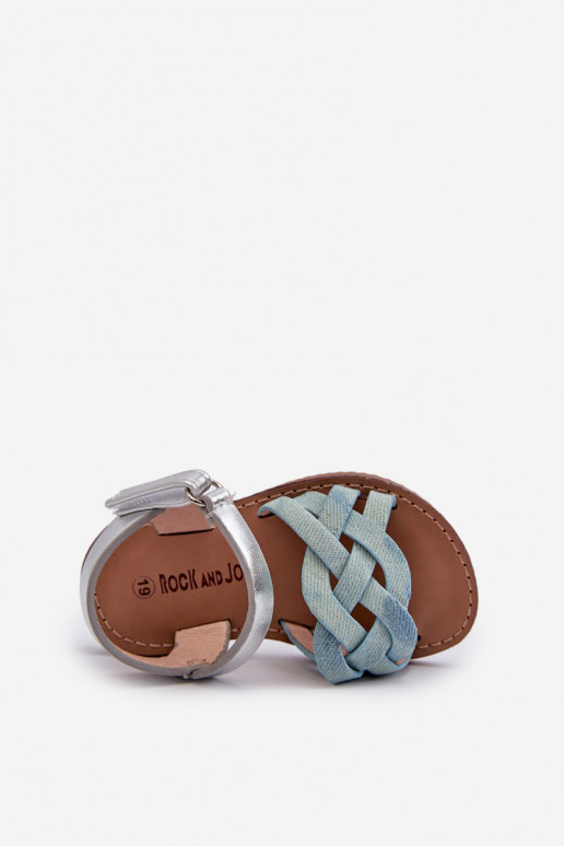 Sandalen Kinder mit Klebeverschlüssen Z Przeplatającymi Się Paseczkami blaue Farbe Dianttha