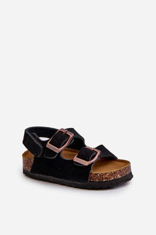 Sandalen für Kinder mit Plateausohle und Klebeverschlüssen in der Farbe Schwarz von Rorria