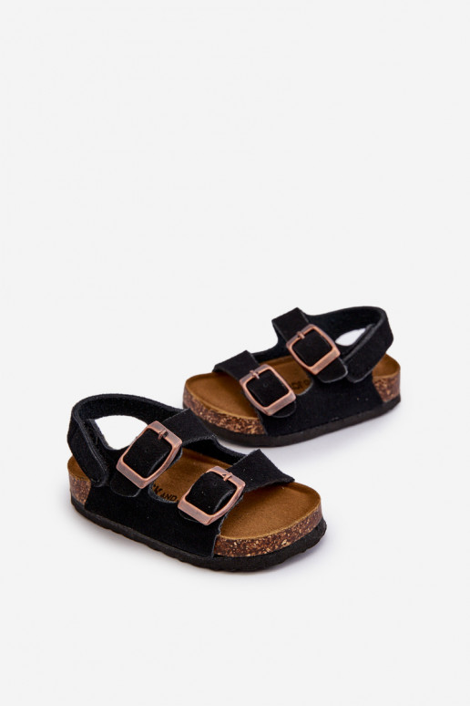 Sandalen für Kinder mit Plateausohle und Klebeverschlüssen in der Farbe Schwarz von Rorria