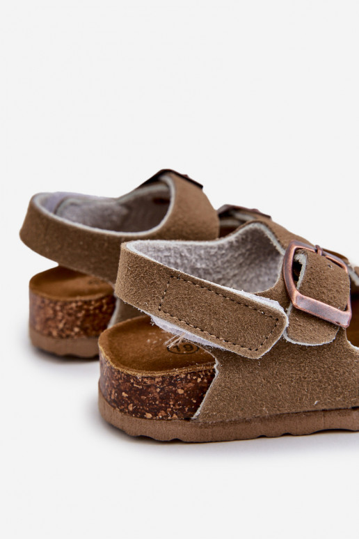 Sandalen Kinderplattform mit Klebeverschlüssen Khaki Farbe Rorria