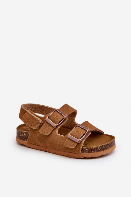 Sandalen Kinderplattform mit Klebeverschlüssen braune Farbe Rorria