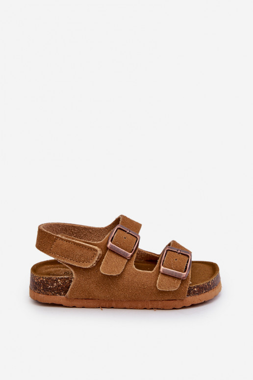 Sandalen Kinderplattform mit Klebeverschlüssen braune Farbe Rorria