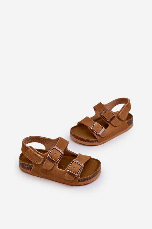 Sandalen Kinderplattform mit Klebeverschlüssen braune Farbe Rorria