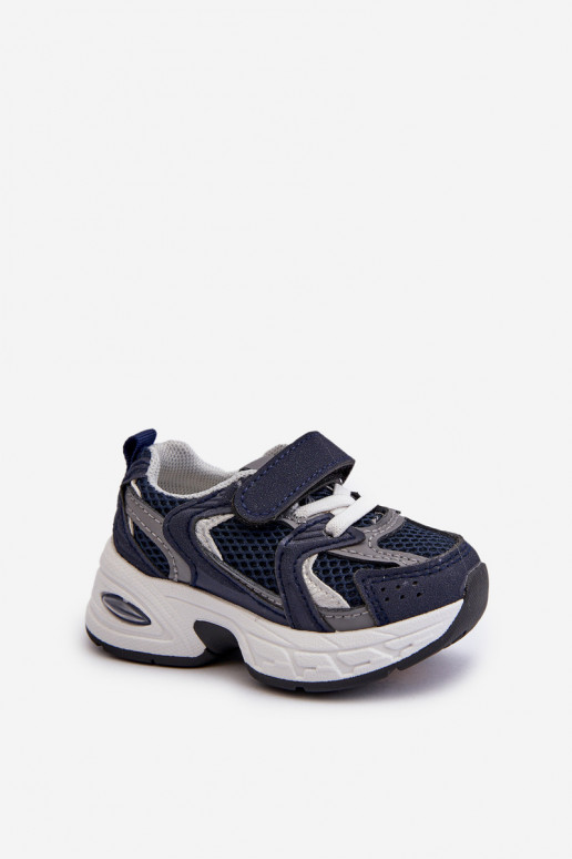 Kinder-Sportschuhe Sneakers-Modellschuhe mit Klebeverschlüssen in dunkelblauer Farbe Rulagia