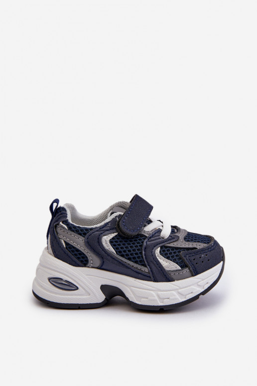 Kinder-Sportschuhe Sneakers-Modellschuhe mit Klebeverschlüssen in dunkelblauer Farbe Rulagia