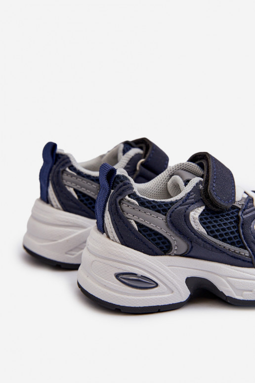 Kinder-Sportschuhe Sneakers-Modellschuhe mit Klebeverschlüssen in dunkelblauer Farbe Rulagia